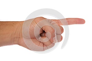 Hand pointing showing direction