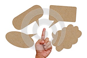 Hand pointing on speech balloon