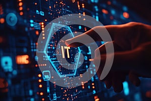 A hand pointing to the letters IT on a computer screen