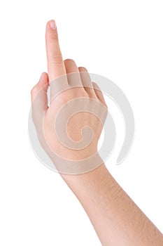 Hand pointing, touching or pressing