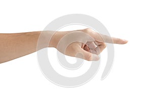 Hand pointing touching or pressing isolated