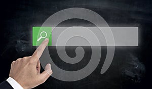 Hand points to empty browser concept