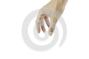 Hand pose like picking something isolated on white background with clipping path