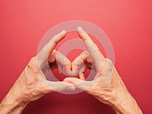 Hand position for mudra no. 8 in Jin Shin Jyutsu, alternative healing method or self-help concept