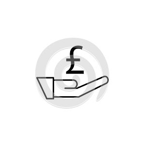 Hand, pound icon. Element of finance illustration. Signs and symbols icon can be used for web, logo, mobile app, UI, UX