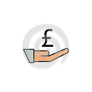 hand, pound icon. Element of finance illustration. Signs and symbols icon can be used for web, logo, mobile app, UI, UX