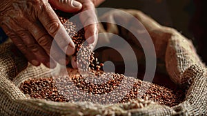 The hand holding seeds.AI generated image