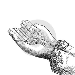 Hand praying-Hand drawn Illustration