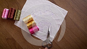 Hand Preparing Threads, Scissors, and Needles for Embroidery