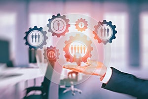 Composite image of hand presenting