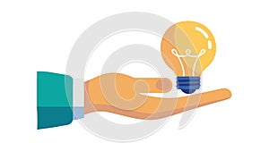Hand Presenting a Glowing Idea Lightbulb, vector design Generative AI
