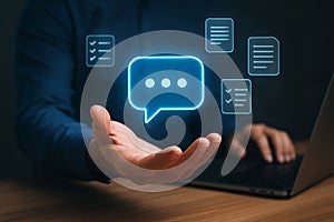 Communication message chat bubble document task management workflow digital transformation automation technology