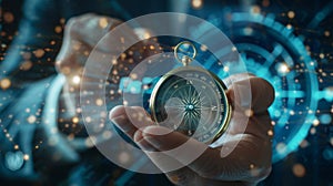 A Hand Holding a Compass. AI generated