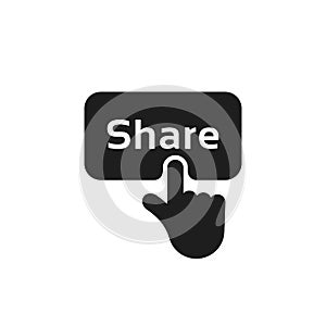 Hand press on black share button