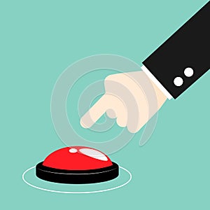 Hand press the button, start concept