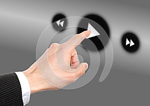 Hand press play button