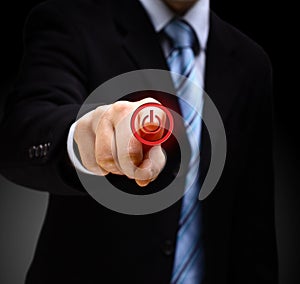 Hand press power button