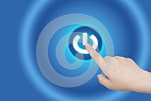 Hand press power button