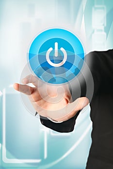 Hand press power button