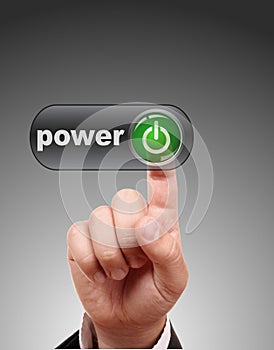 Hand press power button