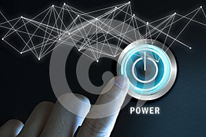 Hand press power button on touch screen