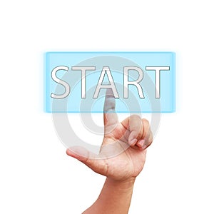 Hand press on start icon
