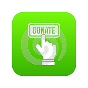 Hand presses button to donate icon digital green