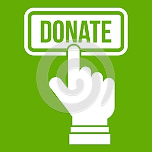 Hand presses button to donate icon green