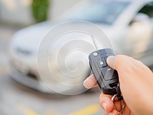 Hand presses on the remote control car