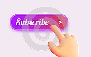 Hand presses the subscribe button.