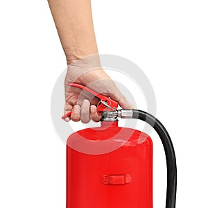 Hand presses the trigger