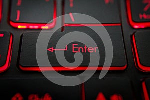 Hand pressing `enter``Del` `Backspace` button on computer and Red LED - Image
