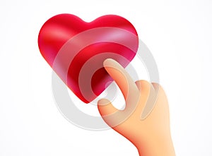 Hand pressing like button. Heart symbol
