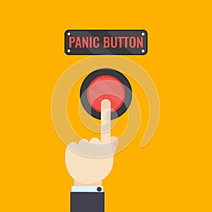 Hand pressing panic button