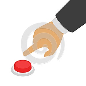 Hand pressing red button