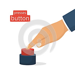 Hand pressing red button.