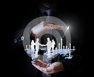 Hand pressing Social network icon