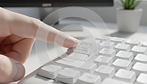 Hand pressing tax saving button on keyboard