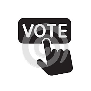 Hand pressing vote button icon, Polling, Voting election with hand sign
