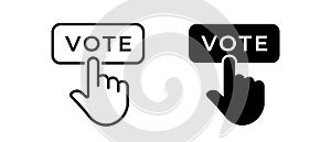 Hand pressing vote vector icon set. Voting election symbol