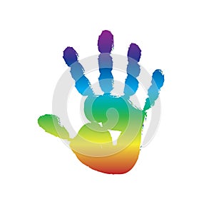 Hand print in rainbow colours