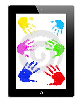 Hand prints on iPad