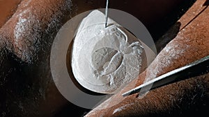 Carving alabaster stone