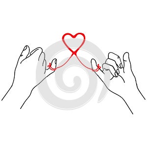 Hand promise with red thread vector