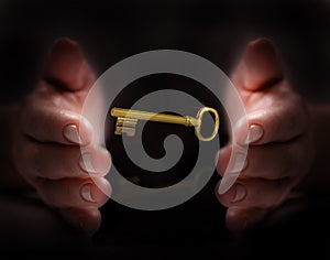 Hand protect golden key