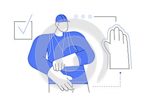Hand protection abstract concept vector illustration.