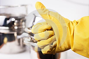 Hand in protective glove