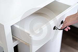 Hand Pull Open Drawer white Wooden