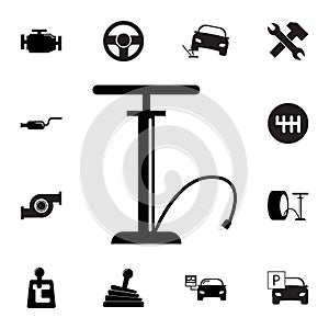 Hand pump icon. Set of car repair icons. Signs, outline eco collection, simple icons for websites, web design, mobile app, info gr