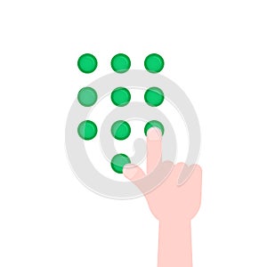 Hand push on green buttons for dial